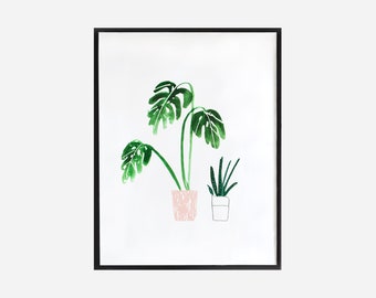 Illustrated Pot Plant Art Print