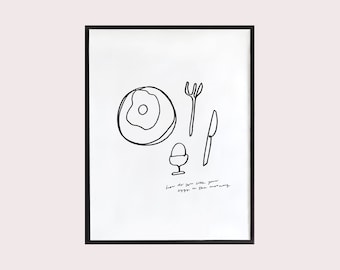 Line Drawn Art Print - Eggs In The Morning