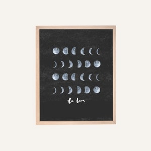 Mond Phasen Illustrated Art Print - la luna