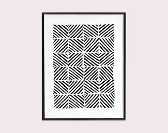 Monochrome Stamped Zig Zag Print