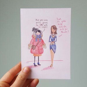 Mädchen Nacht aus- Postkarte