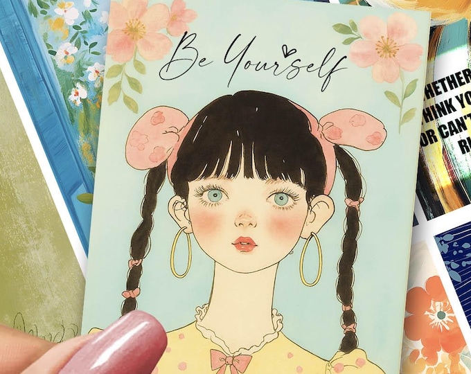 Featured listing image: Be Yourself Printable Art Cards Junk Journal Ephemera Scrapbook Mini Art Prints