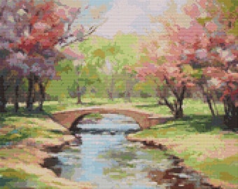 Springtime Serenity: Cross Stitch Pattern Mackenzie State Park, Lubbock, Texas #01msp
