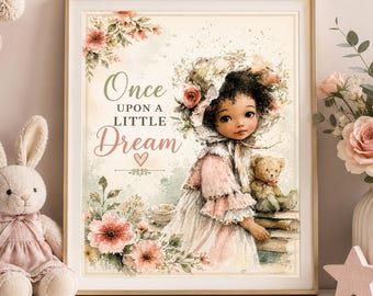 Once Upon A Little Dream Storybook Nursery 8x10 Printable Wall Art Poster Decor