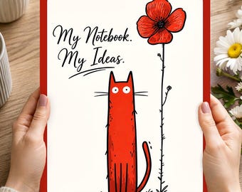 Red Cat Poppy 4-in-1 Printable Journal (8.5x11 Digital Download)