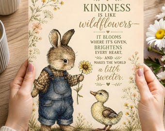 Kindness Wildflowers 4-in-1 Printable Journal Bunny Duck Gratitude Prayer Planner 8.5x11 Digital Download