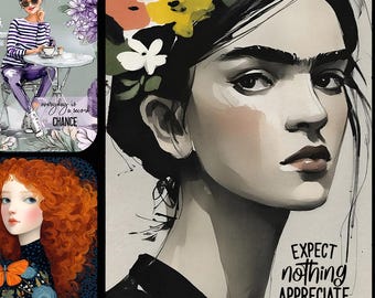 Modern Portrait Junk Journal Scrapbooking Gift Tags Card Making PDF Download