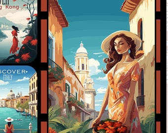 Mexico Italy Portugal Hong Kong Travel Poster Wordart Junk Journal Scrapbook Cards PDF Download