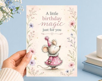 A Little Birthday Magic For You | Printable 5x7 Art (Digital Download) Junk Journal, Ephemera, Scrapbook, Collage, Card Making