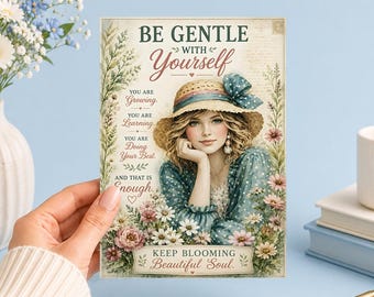 Keep Blooming Beautiful Soul Watercolor Woman, Flowers, Encouragement Printable Art Junk Journal, Ephemera, Scrapbook, Collage, Card Making