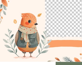 Personalize it!  Photo Art Print: Children's Room Decor, Folk Art Bird (PNG Digital File)