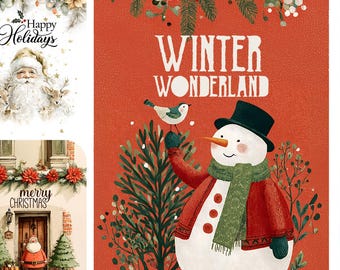 Vintage Santa and Snowman Junk Journal Scrapbooking Gift Tags Card Toppers  PDF Download