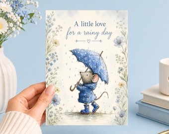 A Little Love Rainy Day Wishes | Printable 5x7 Art (Digital Download) Junk Journal, Ephemera, Scrapbook, Collage, Card Making