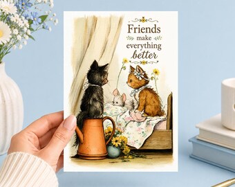 Friends Make Everything Better Printable Art Junk Journal, Ephemera, Scrapbook, Collage, Card Making