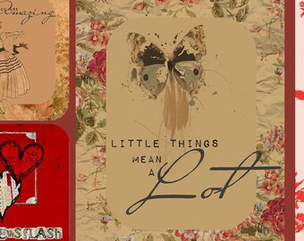 Retro Ephemera Vintage Collage Junk Journal Scrapbooking Gift Tags Card Making Toppers PDF Download