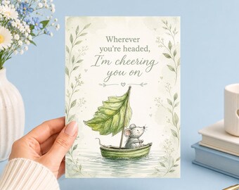Wherever You’re Headed I’m Cheering You On | Printable 5x7 Art (Digital Download) Junk Journal, Ephemera, Scrapbook, Collage, Card Making