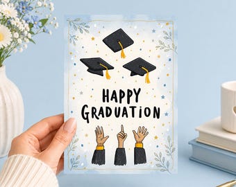Happy Graduation Printable Art Greeting Card 5x7 PDF Junk Journal, Ephemera, Scrapbook, Collage, Card Making