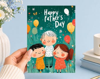 Happy Fathers Day | Kids | Printable 5x7 Journal Art (Digital Download) Junk Journal, Ephemera, Scrapbook, Collage, Card Making