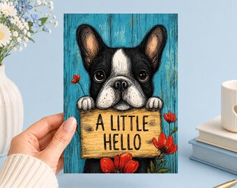 A Little Hello From Sweet Pup | Printable 5x7 Art (Digital Download) Junk Journal, Ephemera, Scrapbook, Collage, Card Making