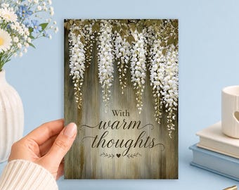 With Warm Thoughts Floral Cascade Card | Printable 5x7 Greeting Card (Digital Download) Junk Journal, Ephemera, Scrapbook, Collage