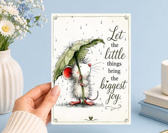 Little Things Bring Joy | Mouse | Printable 5x7 Journal Art   (Digital Download)Junk Journal, Ephemera, Scrapbook, Collage, Card Making
