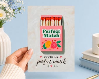 You’re My Perfect Match | Romantic Love | Printable 5x7 Art (Digital Download)Junk Journal, Ephemera, Scrapbook, Collage, Card Making