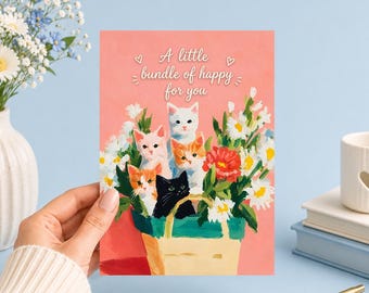 Little Bundle of Happy Kittens | Printable 5x7 Art (Digital Download)Junk Journal, Ephemera, Scrapbook, Collage, Card Making