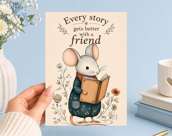 Friendship Mouse Printable Art Junk Journal, Ephemera, Scrapbook, Collage, Card Making