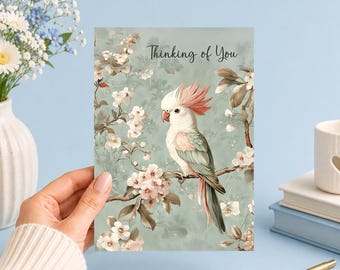 Thinking of You Printable Art Card Gentle Bird Floral Support Card Download Junk Journal, Ephemera, Scrapbook, Collage, Card Making