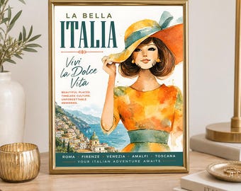 La Bella Italia Amalfi Coast Travel Poster Italian Vacation 8x10 Printable Wall Art Poster Decor