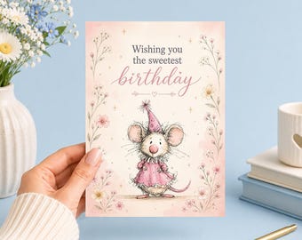 Sweetest Birthday Wishes Just For You | Printable 5x7 Art (Digital Download) Junk Journal, Ephemera, Scrapbook, Collage, Card Making