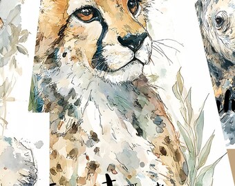 Safari Animal Wordart Cards Scrapbooking Junk Journals Gift Tags Party Favors