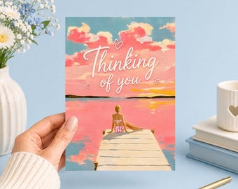 Thinking of You | Peaceful Sunset Moment | Printable 5x7 Art (Digital Download)Junk Journal, Ephemera, Scrapbook, Collage, Card Making