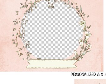 Personalize it!  Photo Nursery Print: Editable Flower Wreath Keepsake (PNG Digital Download)
