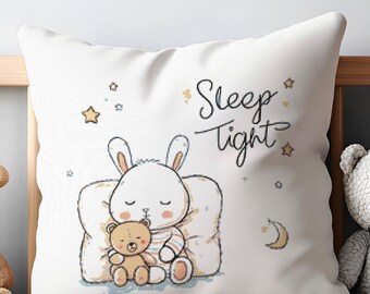 Sleep Tight Bunny Cross Stitch Pattern PDF Baby Nursery Wall Art or Pillow Design