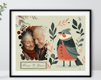 Personalize it!  Photo Art: Personalized Keepsake Gift (8x10 PNG) Folk Art Bird