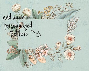 Custom Floral Name Poster: Nursery Decor (JPEG)