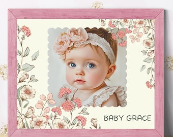 Personalize it!  Photo Floral Print: Custom Keepsake Gift (8x10 PNG)