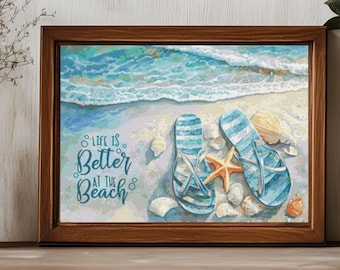 Beach Life Cross Stitch Pattern: Summer Flip Flops & Shells (PDF)