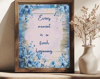Every Moment Fresh Beginning Floral Cross Stitch Pattern PDF for 14 Count Aida