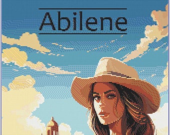 Discover the Charm of Abilene, Texas Travel Poster with a Texan Beauty Cross Stitch Pattern #ab01