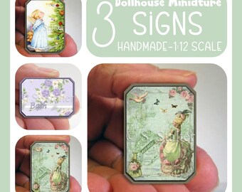 Dollhouse Miniature Wall Art Set: Christmas Angel, Marie Antoinette, Rose Bath
