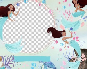 Personalize it! Mermaid Photo Art: Custom Kids Room Decor (Digital PNG)