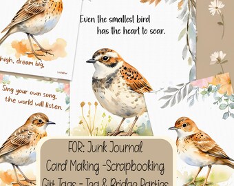 Inspirational Bird Mini Cards Printable for Junk Journals Gift Tags Scrapbooking