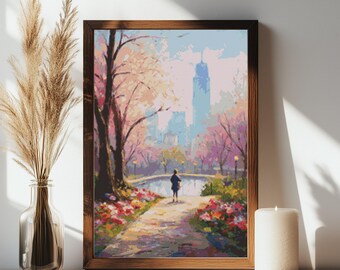 Central Park Spring Cross Stitch Pattern: NYC Cityscape (PDF Pattern)