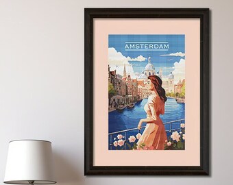 Amsterdam's Timeless Charm: A Travel Poster Cross Stitch Pattern 02am Netherlands Canal