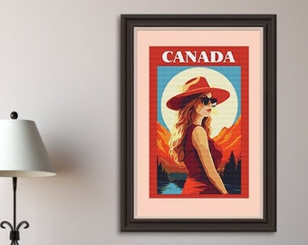 Discover Canada Travel Poster: Cross Stitch Pattern of A Land of Adventure 02can