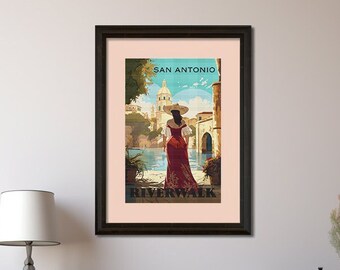 Enchanting San Antonio Travel Poster: Texas RiverWalk Cross Stitch Printable Pattern