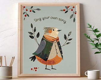 Whimsical Bird Cross Stitch Pattern: "Sing Your Own Song" (PDF Download)