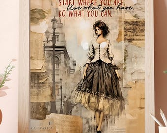 Start Where You Are Inspirational Wall Art Print - Printable Vintage Style 16x20 or 8x10 Decor